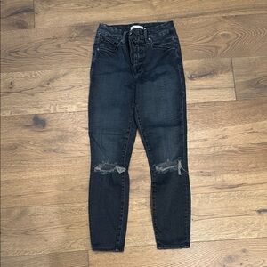 Good American dark blue Distressed Ankle Jeans